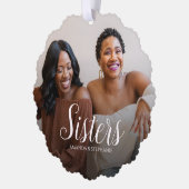 Aangepaste foto zusters kerstboom ornament kaart (Links)