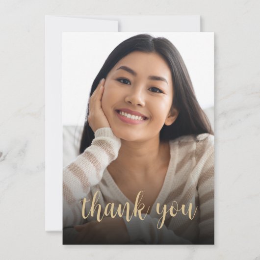 Aangepaste Foto Zwart Goud 21ste Verjaardagsfeest Bedankkaart (Voorkant)