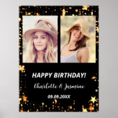 Aangepaste foto zwart goud sterren 2 personen verj poster (Voorkant)