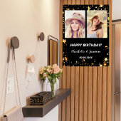 Aangepaste foto zwart goud sterren 2 personen verj poster