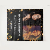 Aangepaste foto zwart gouden sterren vrienden verj wandkleed (Voorkant (horizontaal))