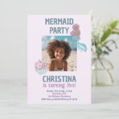Aangepaste foto Zwart Meisje Zeemeermin Verjaardag Kaart (Staand voorkant)