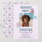 Aangepaste foto Zwart Meisje Zeemeermin Verjaardag Kaart (Voorkant / Achterkant)