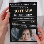 Aangepaste Foto Zwart Retirement Party Kaart