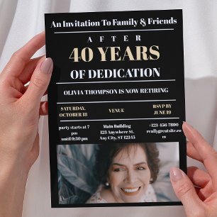 Aangepaste Foto Zwart Retirement Party Kaart