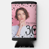 Aangepaste foto Zwart Roze Confetti 30th Verjaarda Seltzer Blikjeskoeler (Voorkant)