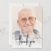 Aangepaste Foto Zwart Script 90ste Verjaardagsfees Bedankkaart (Voorkant)