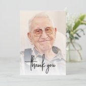 Aangepaste Foto Zwart Script 90ste Verjaardagsfees Bedankkaart (Staand voorkant)