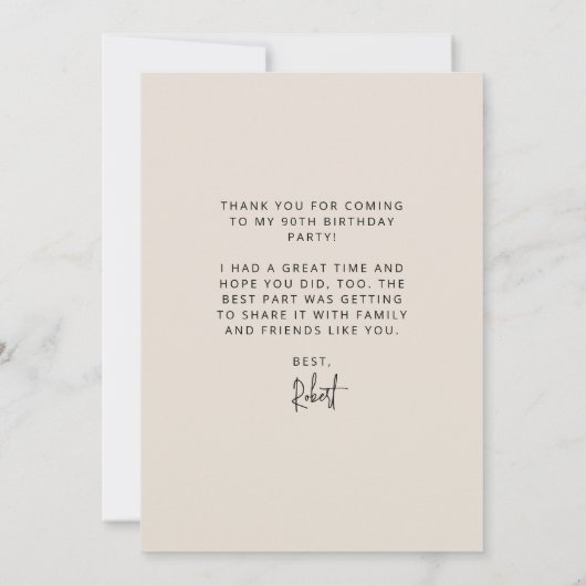 Aangepaste Foto Zwart Script 90ste Verjaardagsfees Bedankkaart (Achterkant)