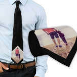 Aangepaste foto zwart stropdas<br><div class="desc">Black Custom Photo stropdas. Een perfect cadeau voor een vader of grootvader op vaderdag,  verjaardag of Kerstmis.</div>