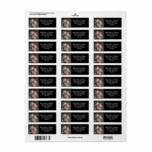 Aangepaste foto Zwart Terugkeeradreslabel Etiket (Full Sheet)