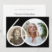 Aangepaste Foto Zwart Wit 60ste Verjaardag Kaart (Voorkant / Achterkant)