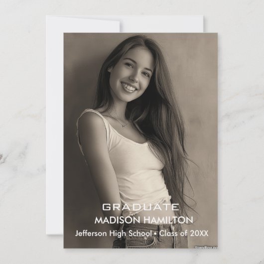 Aangepaste Foto zwart-wit Afstudeerfeest Kaart (Voorkant)