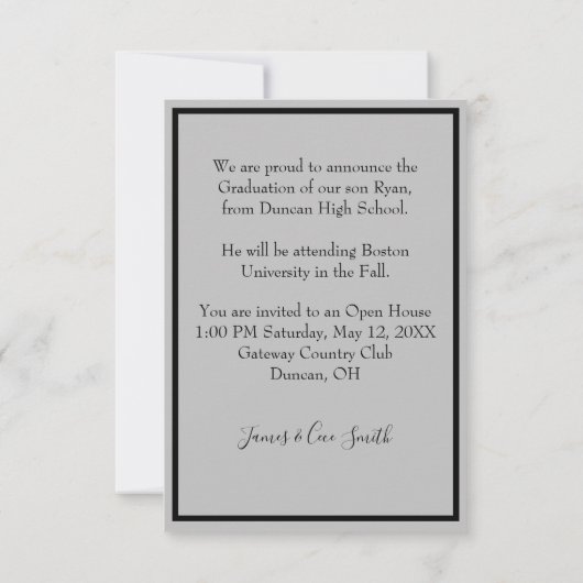 Aangepaste foto zwart-wit Afstuderen Open House Kaart (Achterkant)