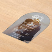 Aangepaste Foto Zwart-Wit Boog Huwelijk Acryl Uitnodigingen (Laagn)