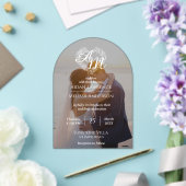 Aangepaste Foto Zwart-Wit Boog Huwelijk Acryl Uitnodigingen (Insitu (Huwelijk))