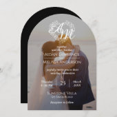 Aangepaste Foto Zwart-Wit Boog Huwelijk Kaart (Voorkant / Achterkant)