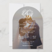 Aangepaste Foto Zwart-Wit Boog Huwelijk Kaart (Voorkant)