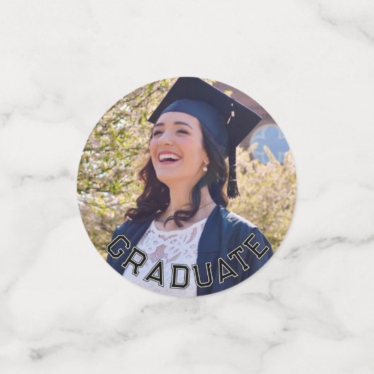 Aangepaste foto Zwart Wit Graduation Party Table Confetti (Kleine voorkant)