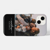 Aangepaste foto zwart-wit kalligrafie naam iPhone hoesje (Achterkant horizontaal)