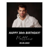 Aangepaste foto zwart wit man 30e verjaardag perfect poster (Voorkant)