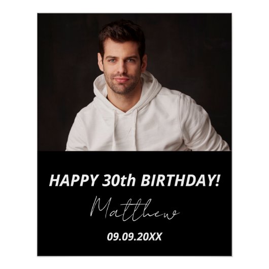 Aangepaste foto zwart wit man 30e verjaardag perfect poster (Voorkant)