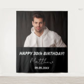 Aangepaste foto zwart wit man 30e verjaardag wandkleed (Voorkant)