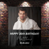 Aangepaste foto zwart wit man 30e verjaardag wandkleed