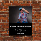 Aangepaste foto zwart wit man 50e verjaardag perfect poster