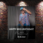 Aangepaste foto zwart wit man 60e verjaardag wandkleed