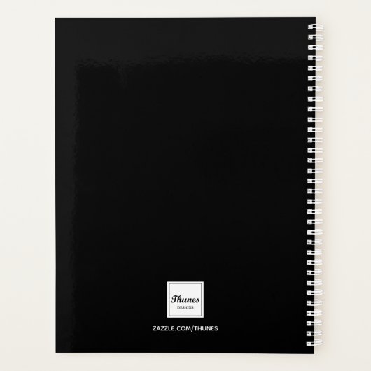 Aangepaste foto zwart wit monogram 2025 planner (Achterkant)