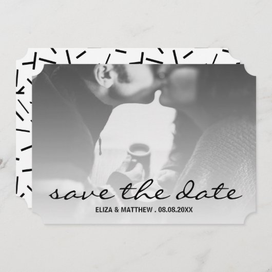 Aangepaste foto zwart-wit opslaan Datum Save The Date (Voorkant / Achterkant)
