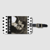 Aangepaste foto zwart-wit poka bagagelabel (Voorkant (horizontaal))