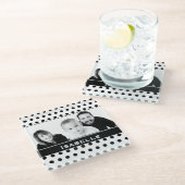 Aangepaste foto zwart-wit poka glazen onderzetter (Schuin)