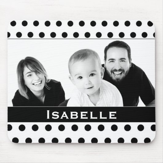 Aangepaste foto zwart-wit poka muismat (Voorkant)