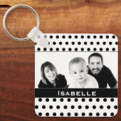 Aangepaste foto zwart-wit poka sleutelhanger (Voorkant)