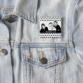 Aangepaste foto zwart-wit poka vierkante button 5,1 cm (In situ)