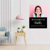 Aangepaste foto zwart wit Quinceanera party welkom Poster