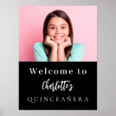 Aangepaste foto zwart wit Quinceanera party welkom Poster (Voorkant)