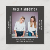 Aangepaste foto Zwart & Wit Retro Stripe 70s, 80s Vierkante Visitekaartje (Achterkant)