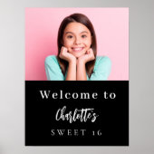 Aangepaste foto zwart wit Sweet 16 party welkom Poster (Voorkant)