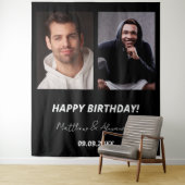 Aangepaste foto zwart wit vrienden verjaardag wandkleed (In situ)