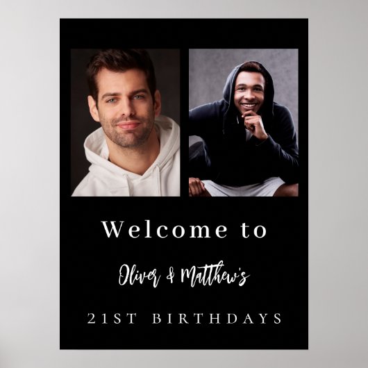 Aangepaste foto zwart wit vrienden verjaardag welk poster (Voorkant)