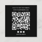 Aangepaste foto zwarte QR-code website sociale med Vierkante Visitekaartje (Achterkant)