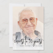 Aangepaste foto Zwarte Script Proost 90ste verjaar Kaart (Voorkant)