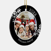 Aangepaste foto zwarte sneeuwvlokcirkel versiering keramisch ornament (Rechts)