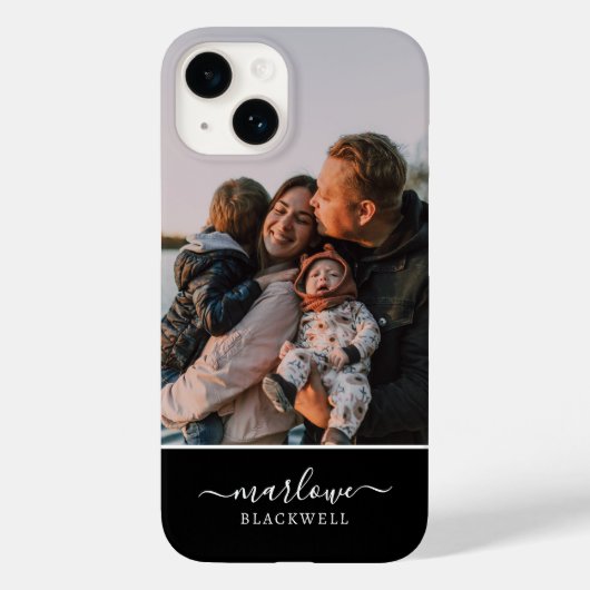 Aangepaste foto zwarte witte kalligrafie Case-Mate iPhone case (Achterkant)