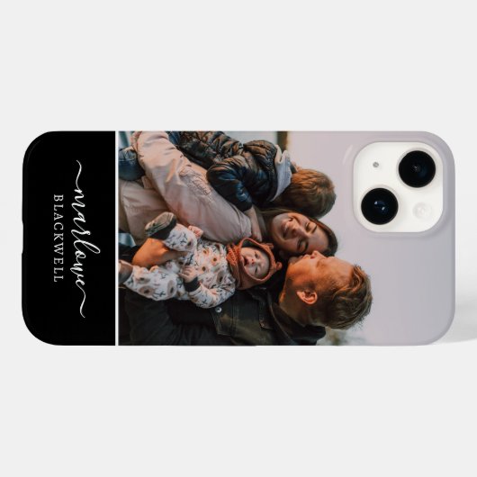 Aangepaste foto zwarte witte kalligrafie Case-Mate iPhone case (Achterkant (horizontaal))