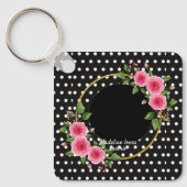 Aangepaste foto zwarte witte pooldot moederdag sleutelhanger (Voorkant)