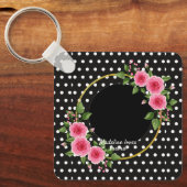 Aangepaste foto zwarte witte pooldot moederdag sleutelhanger (Voorkant)